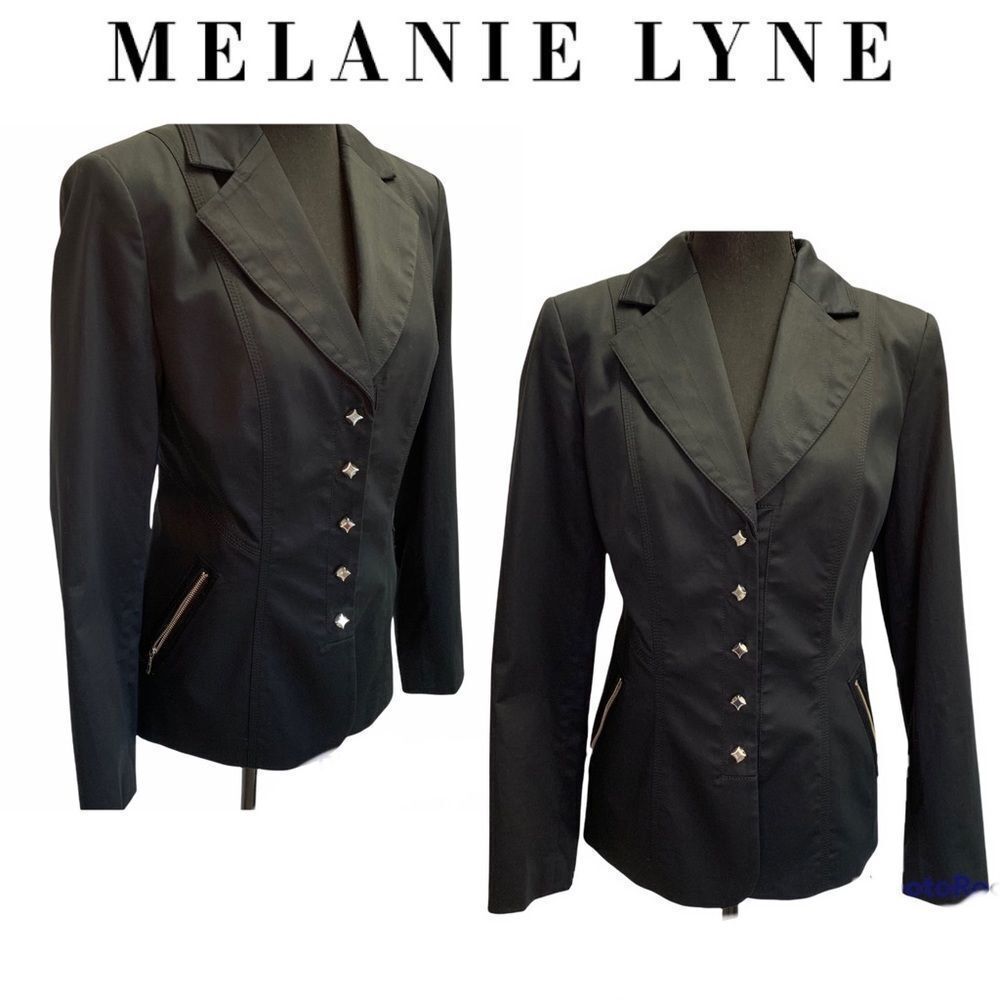 Melanie lyne Black zipper pocket Blazer Size 6